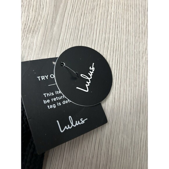 Lulu's black ribbed deep v bikini top unlined ribbed pull on size large new - Picture 3 of 6